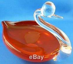 Vintage MURANO ART GLASS 19cm Handcrafted SWAN Dish VG Collectable Australia