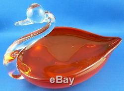 Vintage MURANO ART GLASS 19cm Handcrafted SWAN Dish VG Collectable Australia