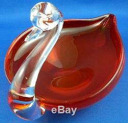 Vintage MURANO ART GLASS 19cm Handcrafted SWAN Dish VG Collectable Australia