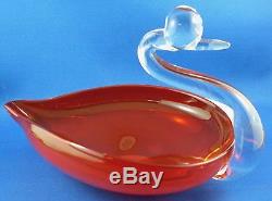 Vintage MURANO ART GLASS 19cm Handcrafted SWAN Dish VG Collectable Australia