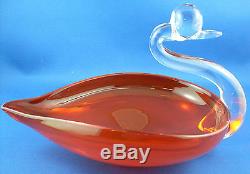 Vintage MURANO ART GLASS 19cm Handcrafted SWAN Dish VG Collectable Australia