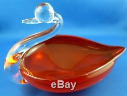 Vintage MURANO ART GLASS 19cm Handcrafted SWAN Dish VG Collectable Australia