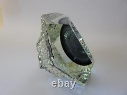 Vintage MURANO Facet Cut Ice Textured BOWL Mandruzzato Venice Hand Blown Smoke