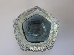 Vintage MURANO Facet Cut Ice Textured BOWL Mandruzzato Venice Hand Blown Smoke
