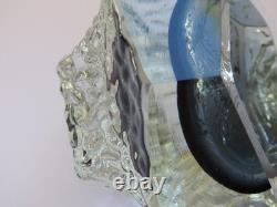 Vintage MURANO Facet Cut Ice Textured BOWL Mandruzzato Venice Hand Blown Smoke
