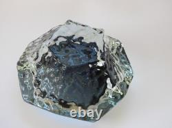 Vintage MURANO Facet Cut Ice Textured BOWL Mandruzzato Venice Hand Blown Smoke