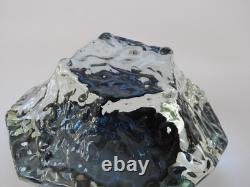 Vintage MURANO Facet Cut Ice Textured BOWL Mandruzzato Venice Hand Blown Smoke