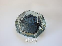 Vintage MURANO Facet Cut Ice Textured BOWL Mandruzzato Venice Hand Blown Smoke