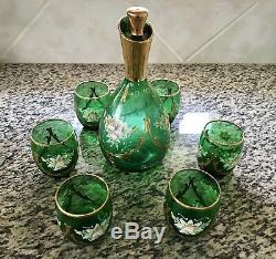 Vintage MURANO GLASS Decanter Liqueur Set With 24K Gold