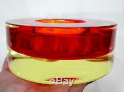 Vintage MURANO Glass MID-CENTURY MODERN Uranium Vaseline CENEDESE SOMMERSO Bowl