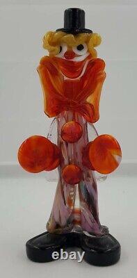 Vintage MURANO Hand Blown Glass Art Clown Figurine Made in Italy Circuses