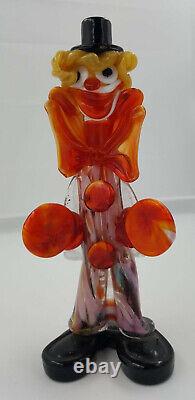 Vintage MURANO Hand Blown Glass Art Clown Figurine Made in Italy Circuses