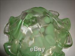 Vintage MURANO Hand Blown Glass Green Bowl 8 1/2