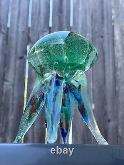 Vintage MURANO Italy Hand Blown Art Glass Jellyfish Paperweight Sculpture