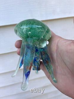 Vintage MURANO Italy Hand Blown Art Glass Jellyfish Paperweight Sculpture