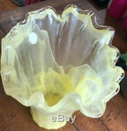 Vintage MURANO LAVORAZIONE ARTE, Italian Art, Yellow Swirl Large Vase, Stunning