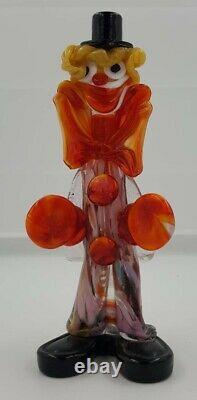 Vintage MURANO Large Glass Art Clown Figurine Made in Italy Circuses Hand Blown