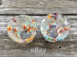 Vintage MURANO MILLIEFIORI, Handblown ART GLASS, Tumblers Drinking Glasses