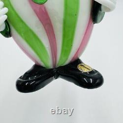 Vintage MURANO Striped Art Glass Clown Hand Blown Italy Figurine 9 Chubby