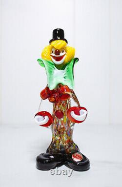 Vintage MURANO Venetian Italy Hand-Blown Glass Multicolor Circus Clown Figurine
