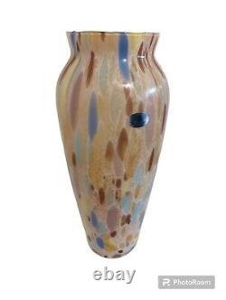 Vintage Maestri Vetral Murano Lrg 15 Vase Italy Hand Blown Art Glass Multicolor