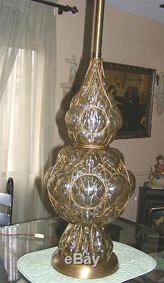 Vintage Marbro Lamp Company Hand Blown Caged Murano Lamp 1960's 42 Tall