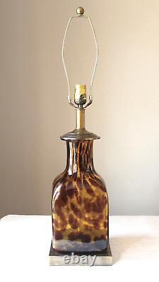 Vintage Mid Century Modern Table Lamp Murano Tortoise Shell Hand Blown Glass