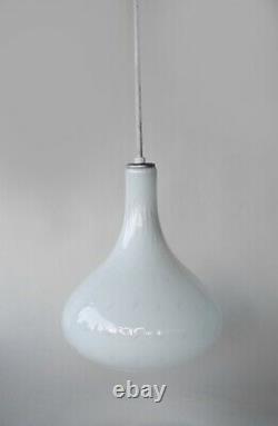 Vintage Mid Century Modern hand blown Murano Glass Swirl dot pendant lights 3