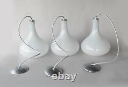 Vintage Mid Century Modern hand blown Murano Glass Swirl dot pendant lights 3