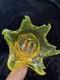 Vintage Mid Century Murano Hand Blown Starburst Lime Green/yellow Centerpiece