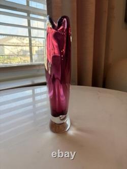 Vintage Mid-Century Murano Italian Art Glass Vase 7.25 Hand Blown Mint