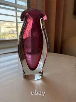 Vintage Mid-Century Murano Italian Art Glass Vase 7.25 Hand Blown Mint
