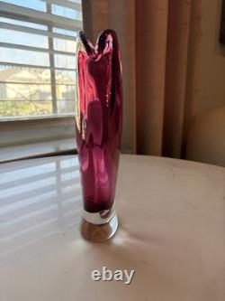 Vintage Mid-Century Murano Italian Art Glass Vase 7.25 Hand Blown Mint