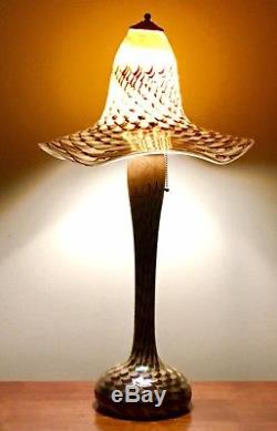 Vintage Mid-century Hand-blown MURANO GLASS Art Table Lamp & GLASS Shade