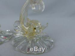 Vintage MidCentury AVEM Murano Handblown Venetian Art Glass Dolphin Candlesticks