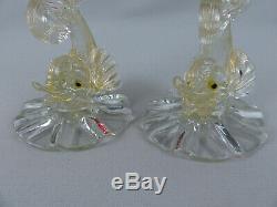 Vintage MidCentury AVEM Murano Handblown Venetian Art Glass Dolphin Candlesticks