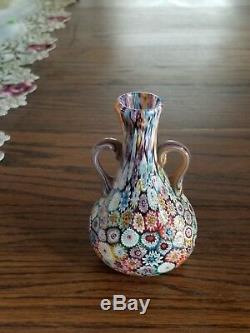 Vintage Millefiori Murano Art Glass Cabinet Vase Set