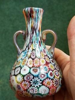 Vintage Millefiori Murano Art Glass Cabinet Vase Set