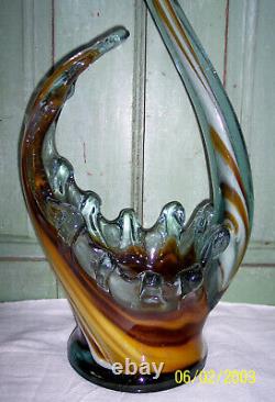 Vintage Murano 18-1/2 Hand Blown Multicolored Art Glass Figurine Swan