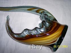 Vintage Murano 18-1/2 Hand Blown Multicolored Art Glass Figurine Swan