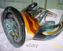 Vintage Murano 18-1/2 Hand Blown Multicolored Art Glass Figurine Swan