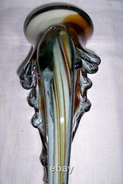 Vintage Murano 18-1/2 Hand Blown Multicolored Art Glass Figurine Swan