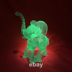 Vintage Murano 6.5 Elephant Manganese Glass / Green / Hand Blown / Large Figure