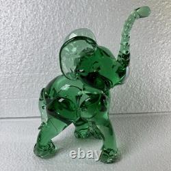 Vintage Murano 6.5 Elephant Manganese Glass / Green / Hand Blown / Large Figure