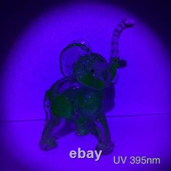 Vintage Murano 6.5 Elephant Manganese Glass / Green / Hand Blown / Large Figure