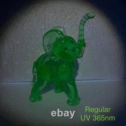 Vintage Murano 6.5 Elephant Manganese Glass / Green / Hand Blown / Large Figure