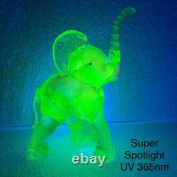 Vintage Murano 6.5 Elephant Manganese Glass / Green / Hand Blown / Large Figure