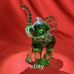 Vintage Murano 6.5 Elephant Manganese Glass / Green / Hand Blown / Large Figure