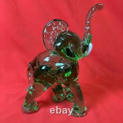 Vintage Murano 6.5 Elephant Manganese Glass / Green / Hand Blown / Large Figure