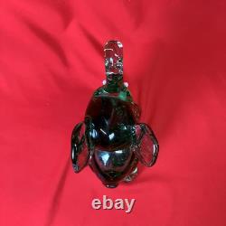 Vintage Murano 6.5 Elephant Manganese Glass / Green / Hand Blown / Large Figure
